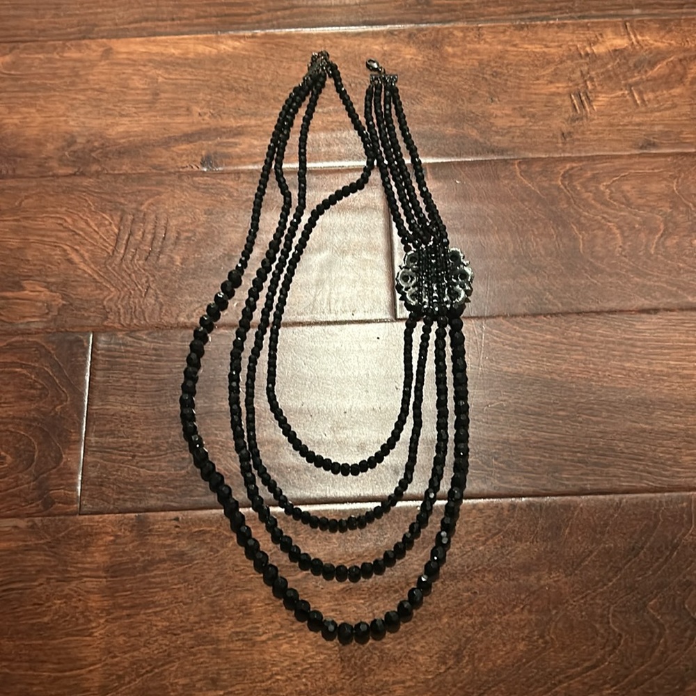 Black Asymmetrical Statement Necklace - image 6